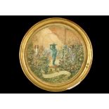 SIR PHILIP BURNE-JONES (1861-1926). "Rayon D'Or" watercolour circular, 15 cm diameter framed