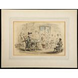 ROBERT CRUIKSHANK (1789-1856). "The School Room" pen and ink and coloured wash signed lower left