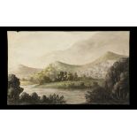 WILLIAM GREEN (1760-1823). "Lake District" pen and ink and coloured wash on laid paper 19.5 x 32.4