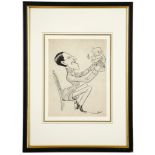 SIR MAX BEERBOHM (1872-1956). "Caricature possibly of Alfonso XIII of Spain holding his baby son and