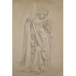 FRENCH SCHOOL (CIRCA 1860). "Study of a draped Angel" pencil, ink and chalk on buff paper with a