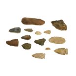 A LARGE GROUP OF FLINT ARROWHEADS AND ARROWPOINTS Some stemmed, including two examples with ink