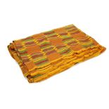 A KENTE CLOTH, GHANA Composed of an orange background, with a chequered design with squares of