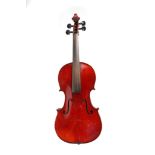 A French Medio fino violin. One piece-back, reddish oil varnish. Length: 36cm, 14" 1/8.