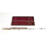 A Rudall Rose & Carte silver flute 1867 system, made in 1869. Stamped date code C I M. Name