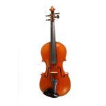 A German violin, Dresden, labelled Antonio Stradivari. Two piece-back, yellow orange colour. Length:
