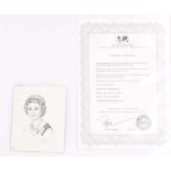 Randy Glass (American). 'Queen Elizabeth II', 2006, pen and ink portrait, signed, with certificate