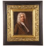 An oil painting portrait of renowned German composer George Frideric Handel, b.1685-1759, gilt and