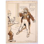 Thomas 'Tom' Browne 1870-1910. 'Great Scott!'. Pen and ink with sepia wash caricature of a well