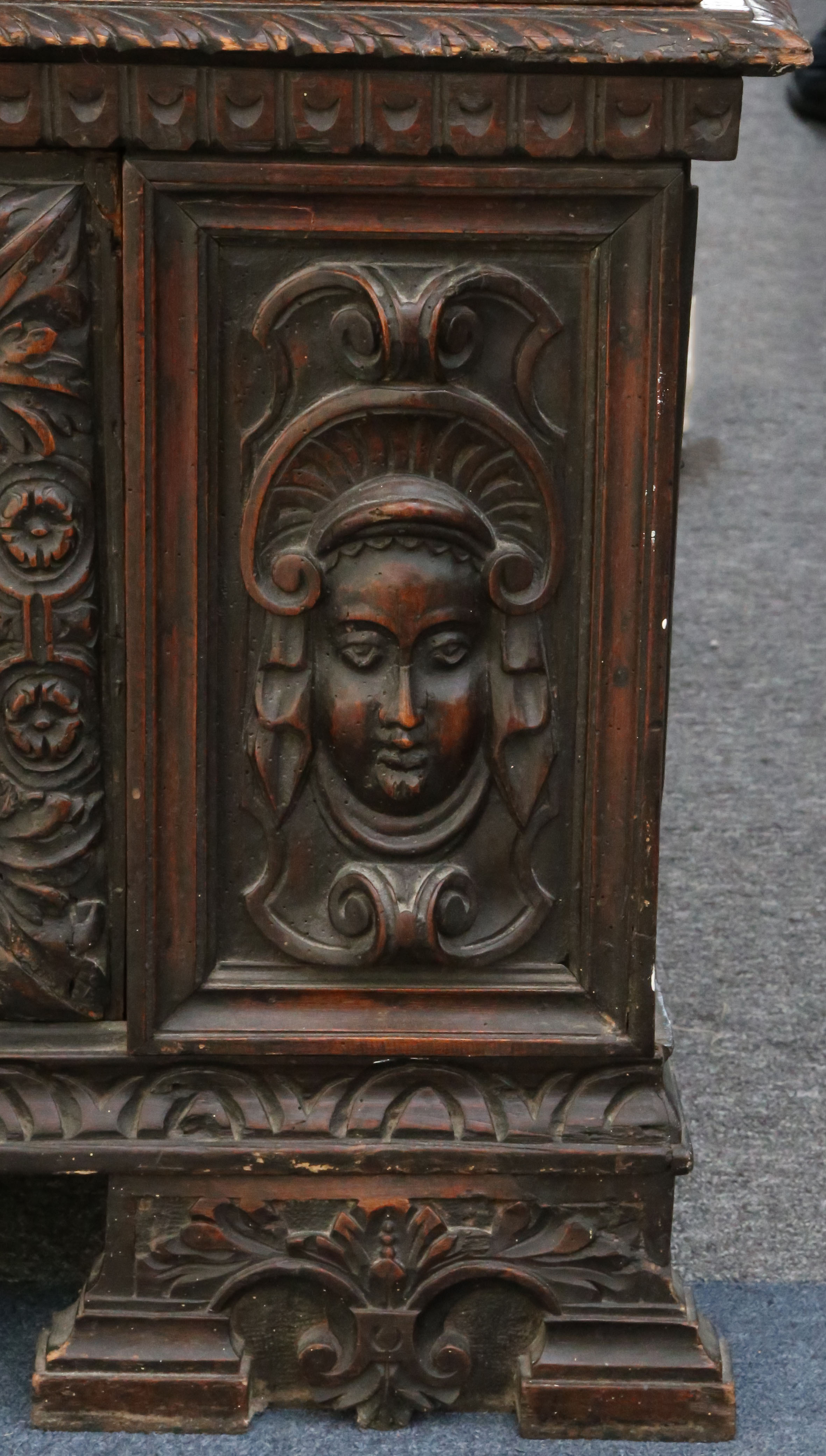 An Italian walnut cabinet, the base converted from an 18th Century cassone, the glazed upper section - Image 2 of 4