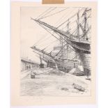 An interesting trio of original lithographs. 'East India Docks' by Thomas R. Way [1861-1913]. Pencil