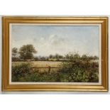 Mary Annie Ensor 1837-1886. 'View Near Great Budworth' (Cheshire). Landscape oil on artist board