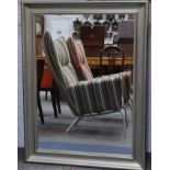 A contemporary rectangular metal framed wall mirror, 120 x 90cm.