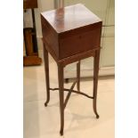 An Edwardian mahogany ladies manicure cabinet, the hinged mirrored top enclosing a fitted interior