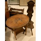 A Louis XVI design, oval two drawer centre table and a spinning chair.