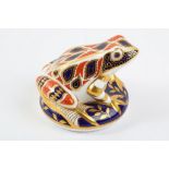 A Royal Crown Derby frog paperweight, gold stopper, 7cm high.