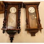Three early 20th Century mahogany and walnut cased Vienna type regulator wall clocks, all with white