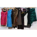 A large quantity of modern evening dresses, including sequin and silk examples, approx. size 8-12