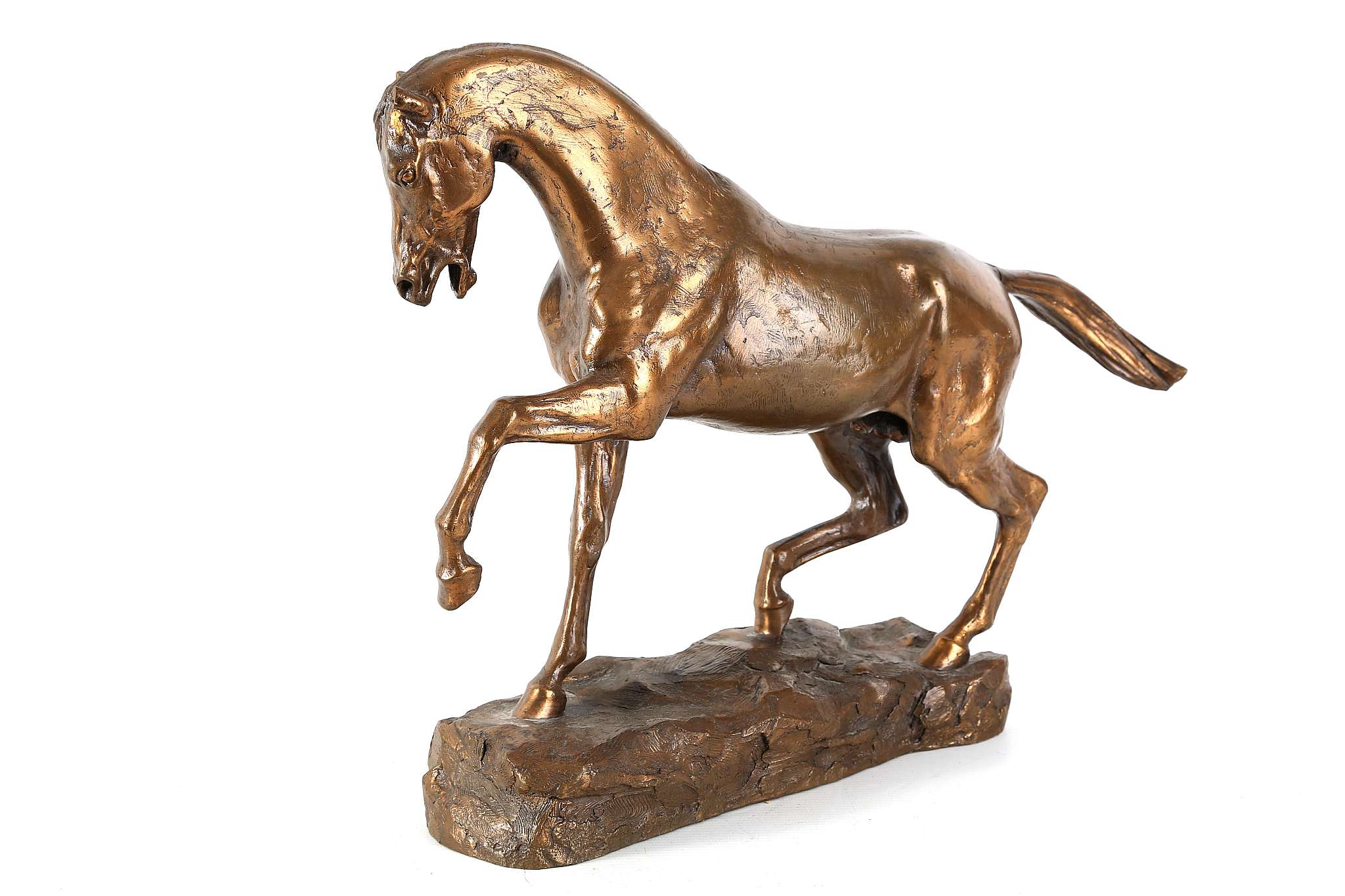 A Victorian style, polished bronze model of a trotting horse, 42cm long. - Image 3 of 3