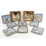 A set of eight Minton Aesthetic Movement tiles, c.1880, designed by John Moyr Smith, depicting