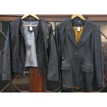 Karen Millen black leather jacket, size 12 and a Guess black leather jacket (2).