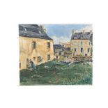 Early to mid 20th Century British school. Impressionistic oil on canvas, view of a French country