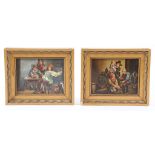 A pair of Dutch tavern scenes, oil on copper, both gilt framed, picture: