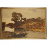 John Terris R.S.W.. 1865-1914, 'Sunset Riverscape'. Watercolour, signed lower right. Mounted and