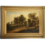 L. Maygoe, mid to late 19th Century. 'The Hay Cart'. Rustic oil on canvas. Signed lower right. In