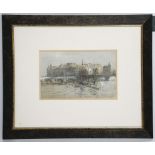 William Selwyn b.1933. 'Pont Neuf, Paris'. Watercolour and pencil au plein air compositon on buff.