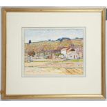 Ernest Yarrow Jones 1872-1951. 'South of France' c.1920. Distinctive watercolour landscape. 21.5 x