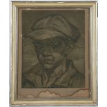 Circa early 20th Century European School. 'Portrait of a Farm Boy with Flat Cap'. Drypoint etching