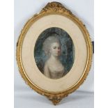 Circa late 18th Century follower of Gainsborough. 'Miss Tyndale'. Oil pastel portrait, in the