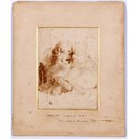 Attributed to Edwin Landseer R.A. 1802-1873. 'Fidelity'. Pen and ink sketch in an inscribed mount,