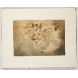Circa late 18th Century, watercolour study of a winged putti, possibly a detail for a ceiling