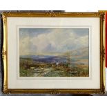 John Bates Noel, a late 19th Century watercolour landscape with fisherman. Framed. 33 x 51cm.