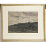 Early 20th Century, possibly French school. 'Standing figure on the Edge of Hills'. Watercolour