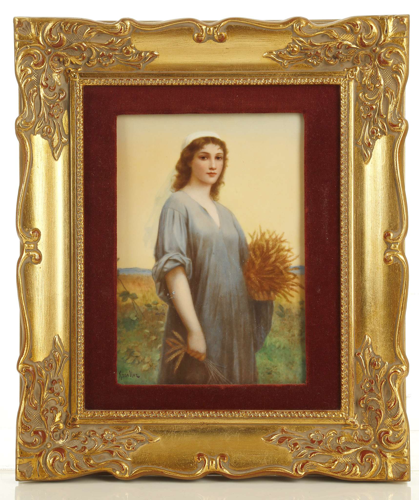 A FINE KPM BERLIN PORCELAIN PLAQUE OF RUTH, THE GLEANER, late 19th century, after the original by