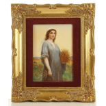 A FINE KPM BERLIN PORCELAIN PLAQUE OF RUTH, THE GLEANER, late 19th century, after the original by