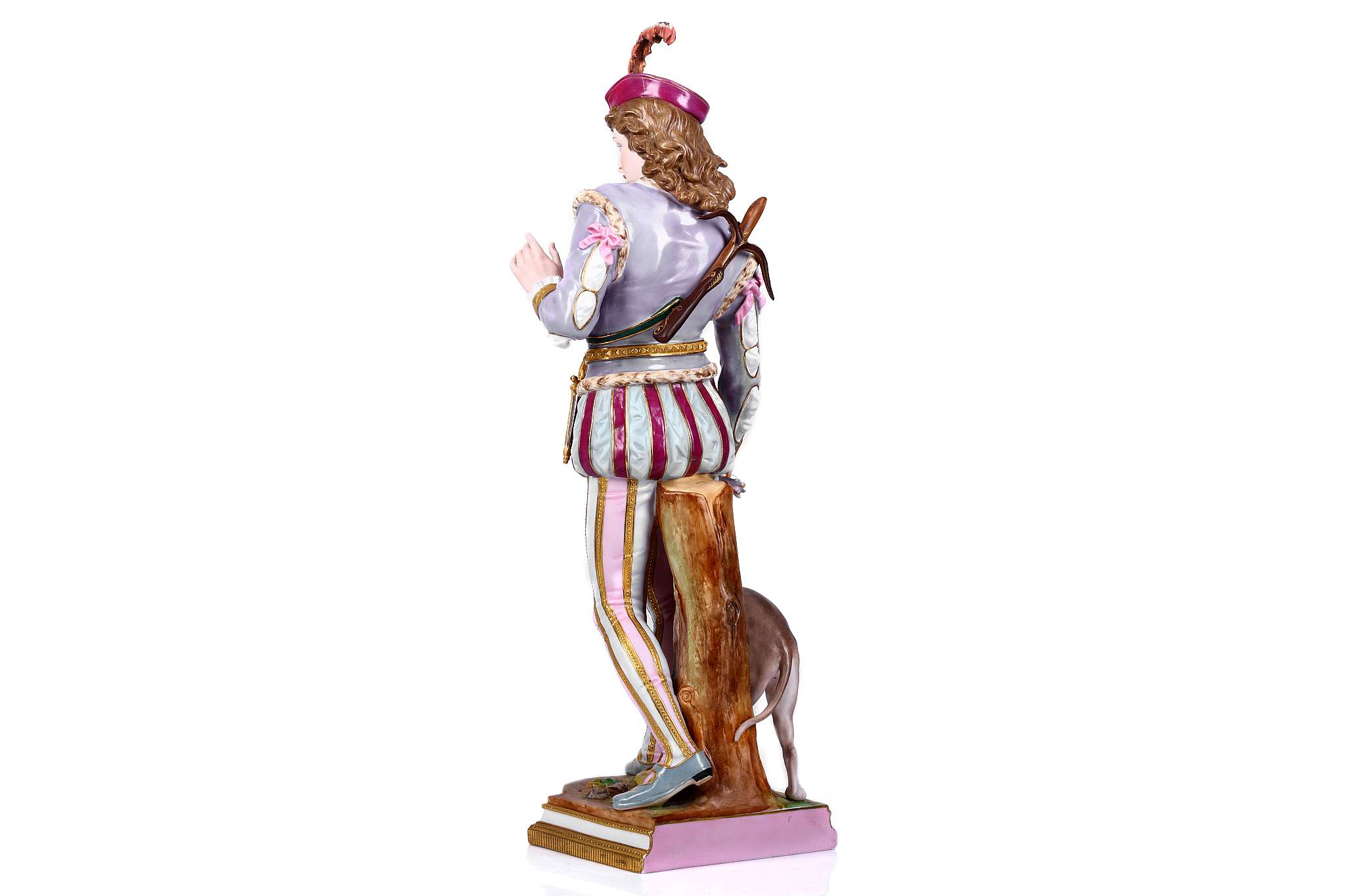 A LARGE FRENCH BISQUE PORCELAIN FIGURE OF A HUNTSMAN, late 19th or early 20th century, modelled - Image 3 of 16