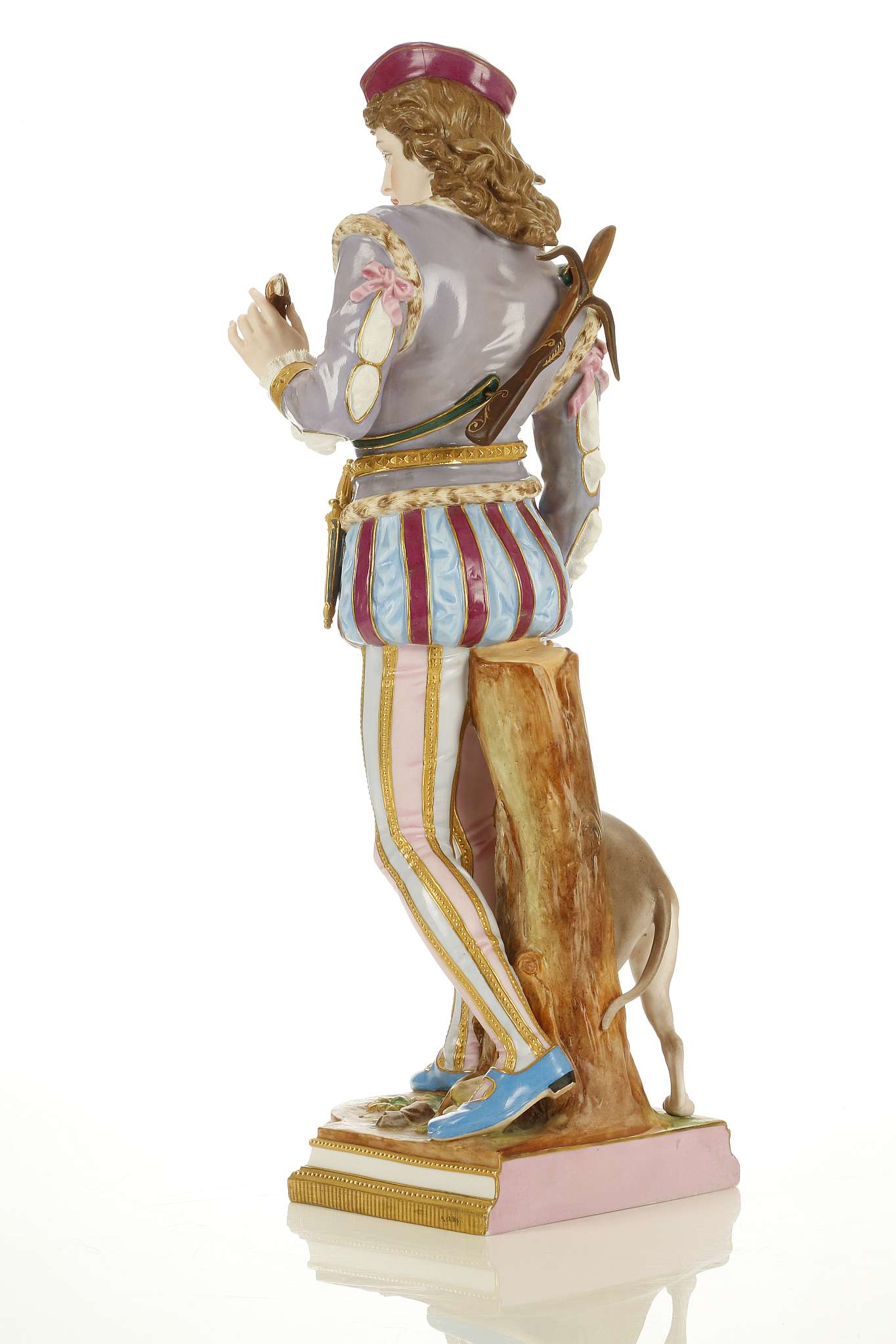 A LARGE FRENCH BISQUE PORCELAIN FIGURE OF A HUNTSMAN, late 19th or early 20th century, modelled - Image 13 of 16