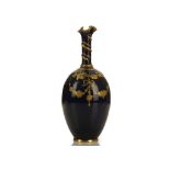 A LARGE ROYAL CROWN DERBY PORCELAIN BOTTLE VASE, dated 1897, of ovoid form, the long slender neck