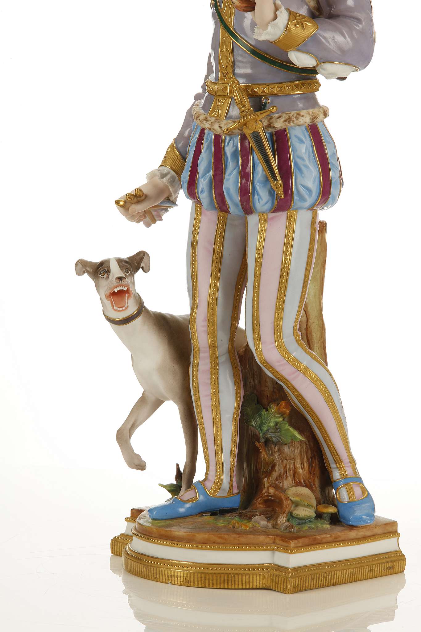 A LARGE FRENCH BISQUE PORCELAIN FIGURE OF A HUNTSMAN, late 19th or early 20th century, modelled - Image 6 of 16