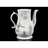 AN EARLY WORCESTER PORCELAIN COFFEE POT, circa 1753, of plain baluster shape on a neatly turned