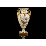 AN ENGLISH PORCELAIN TWIN-HANDLED EMPIRE STYLE VASE, circa 1830, of baluster urn-shaped 'Paris'