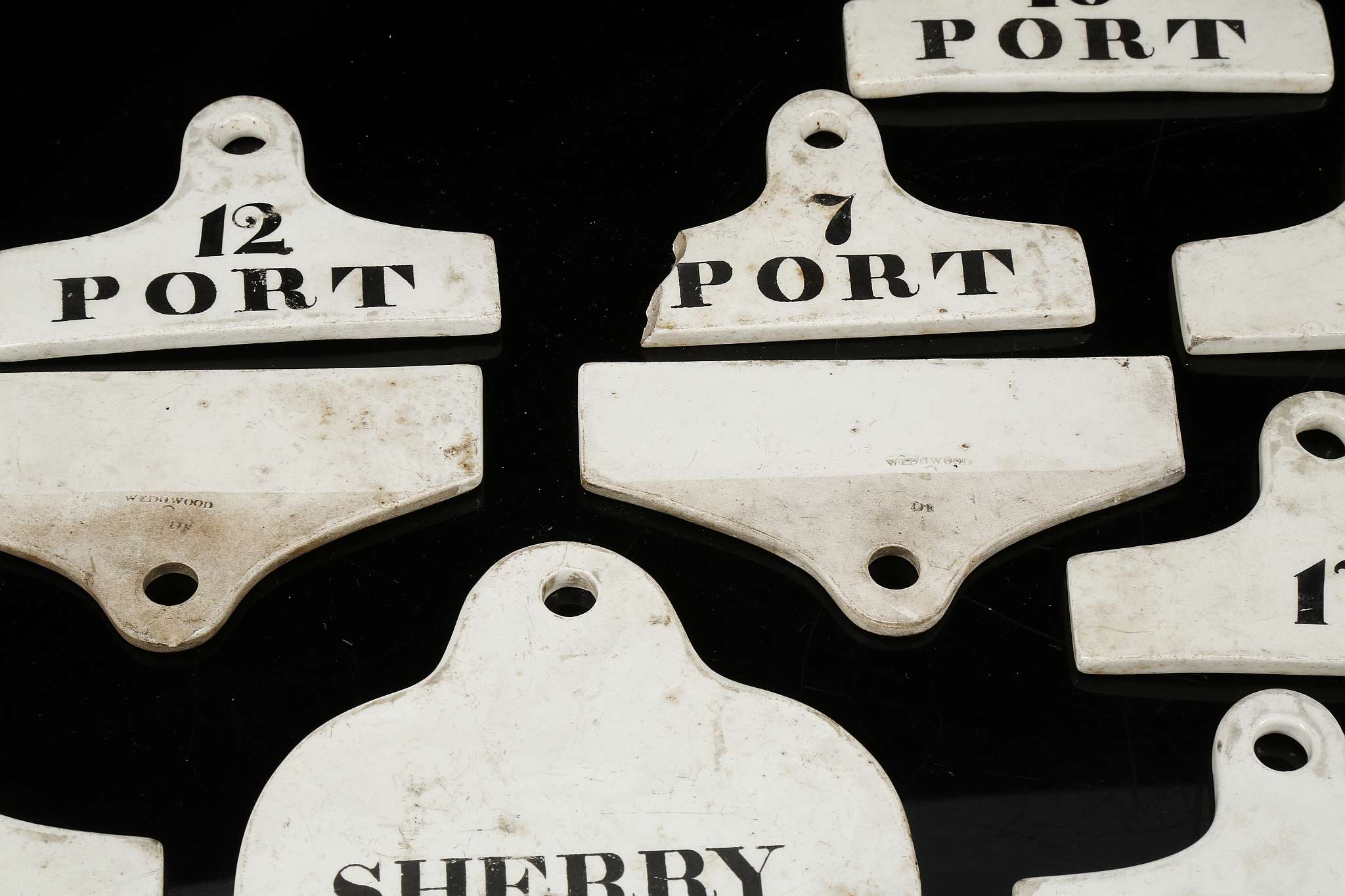 A COLLECTION OF TWELVE WEDGWOOD WHITE BIN END LABELS, early 19th century, all of typical coat-hanger - Image 2 of 6