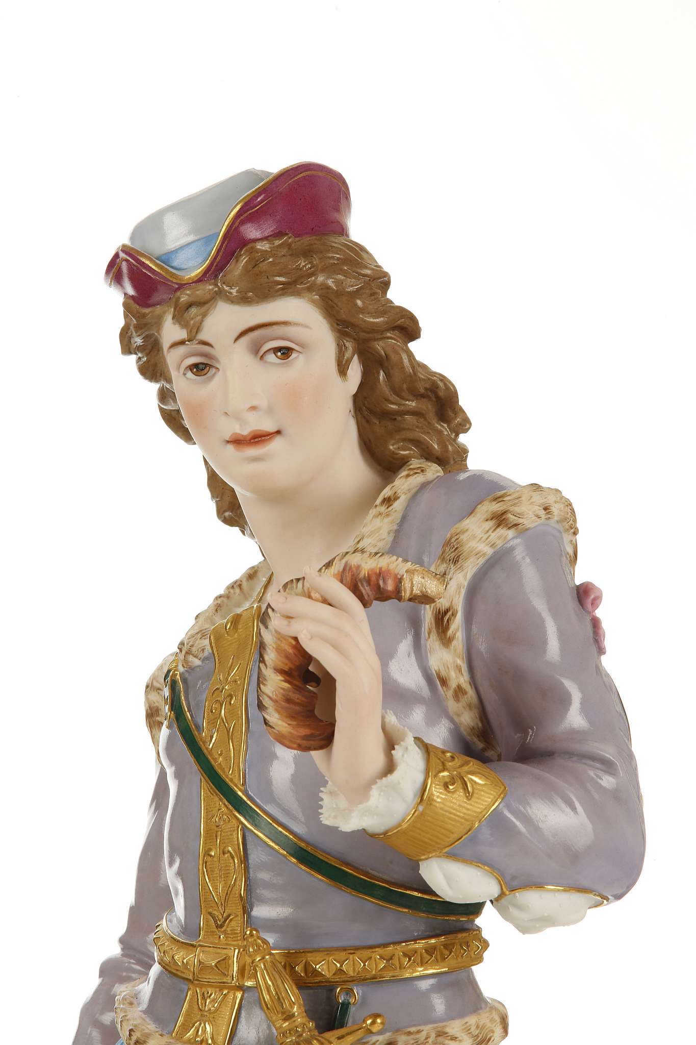 A LARGE FRENCH BISQUE PORCELAIN FIGURE OF A HUNTSMAN, late 19th or early 20th century, modelled - Image 12 of 16