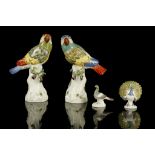 A COLLECTION OF MEISSEN PORCELAIN FIGURES OF BIRDS, early 20th century, including a pair of