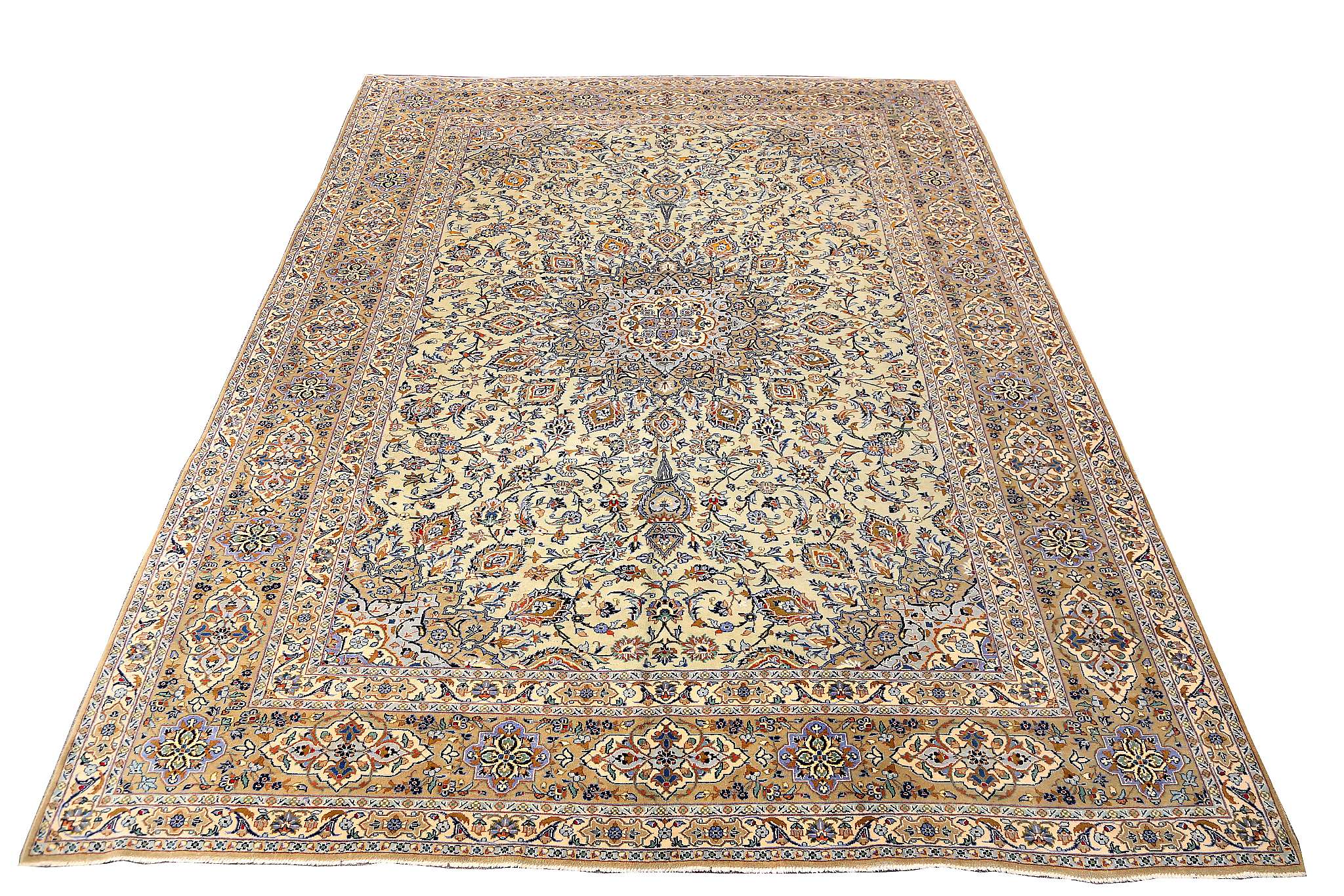 A FINE SIGNED KASHAN CARPET CENTRAL PERSIA, CIRCA 1950 approx: 12ft.2in. x 9ft.2in.(370cm. x 279cm.)