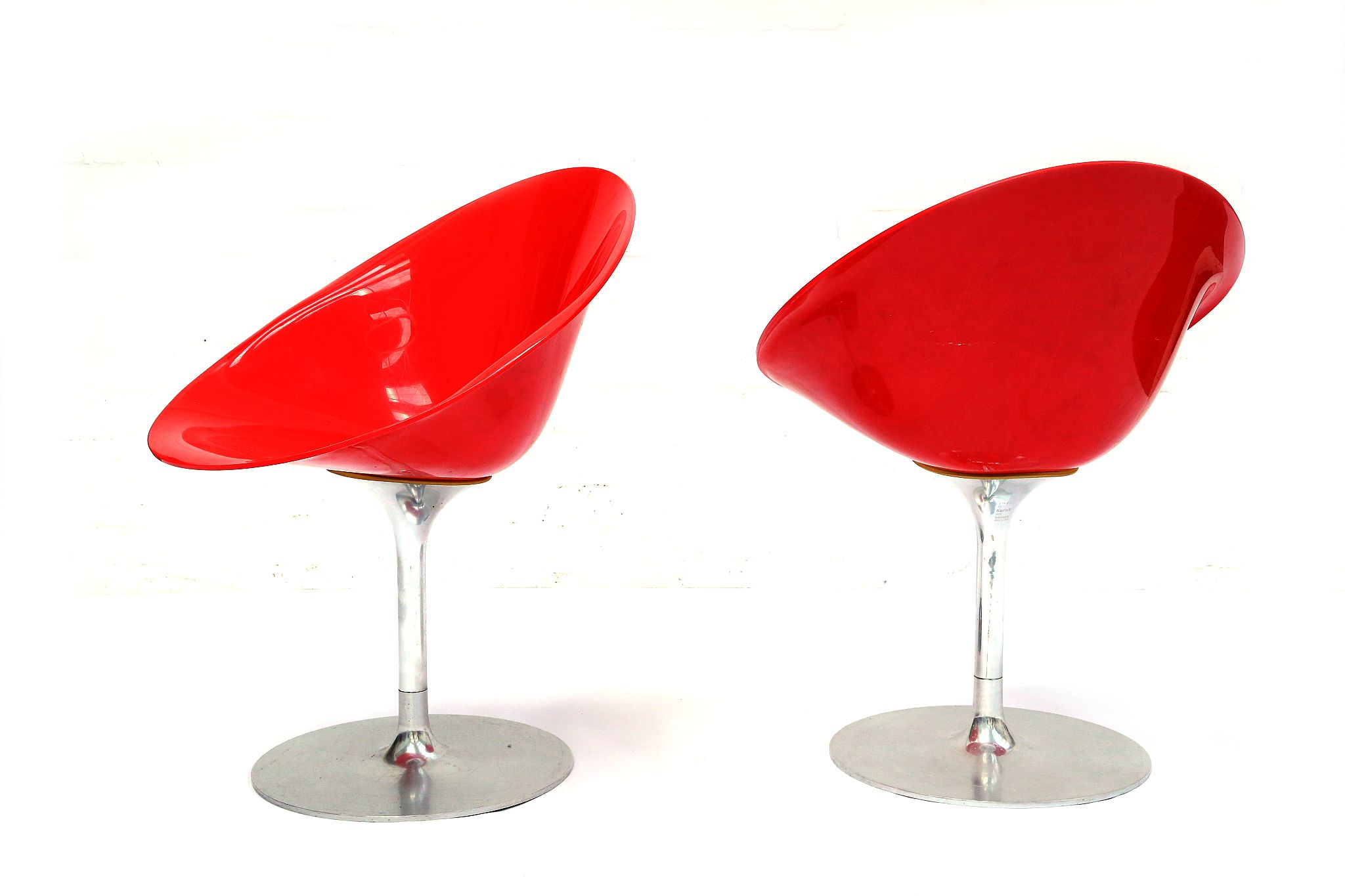 A PAIR OF EROS CHAIRS, DESIGNED BY PHILIPPE STARCK, MANUFACTURED BY KARTELL, red polycarbonate seats - Image 3 of 4